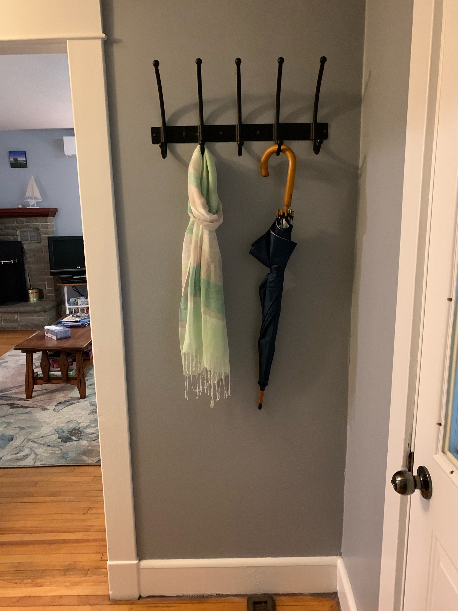 Front entry coat rack